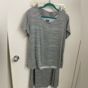 Henley shirt and skirt two-piece set
